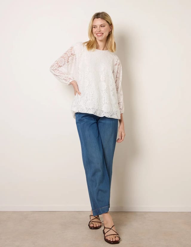 Blue Vanilla Lace Puffball Batwing Top - 3