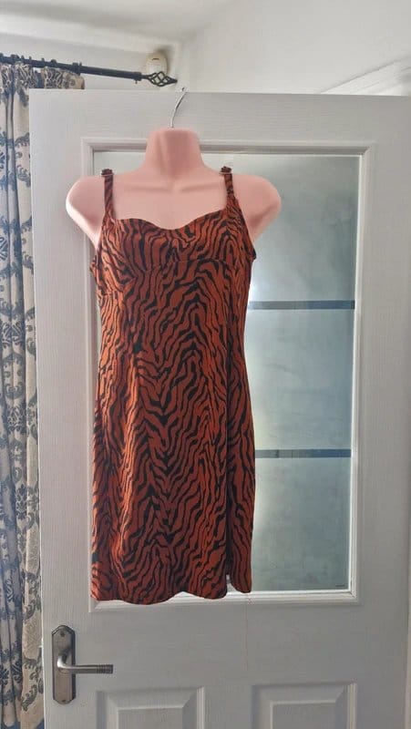 Bershka Orange & Black Tiger Print Dress