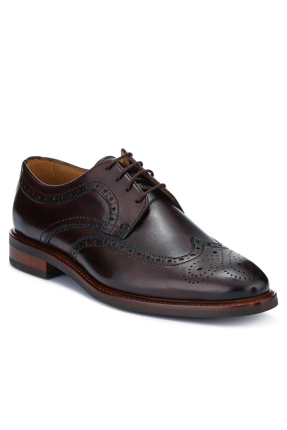 Jones Bootmaker Jones Bootmaker Men's Longwood Suede Derby Brogues in Dark Brown
