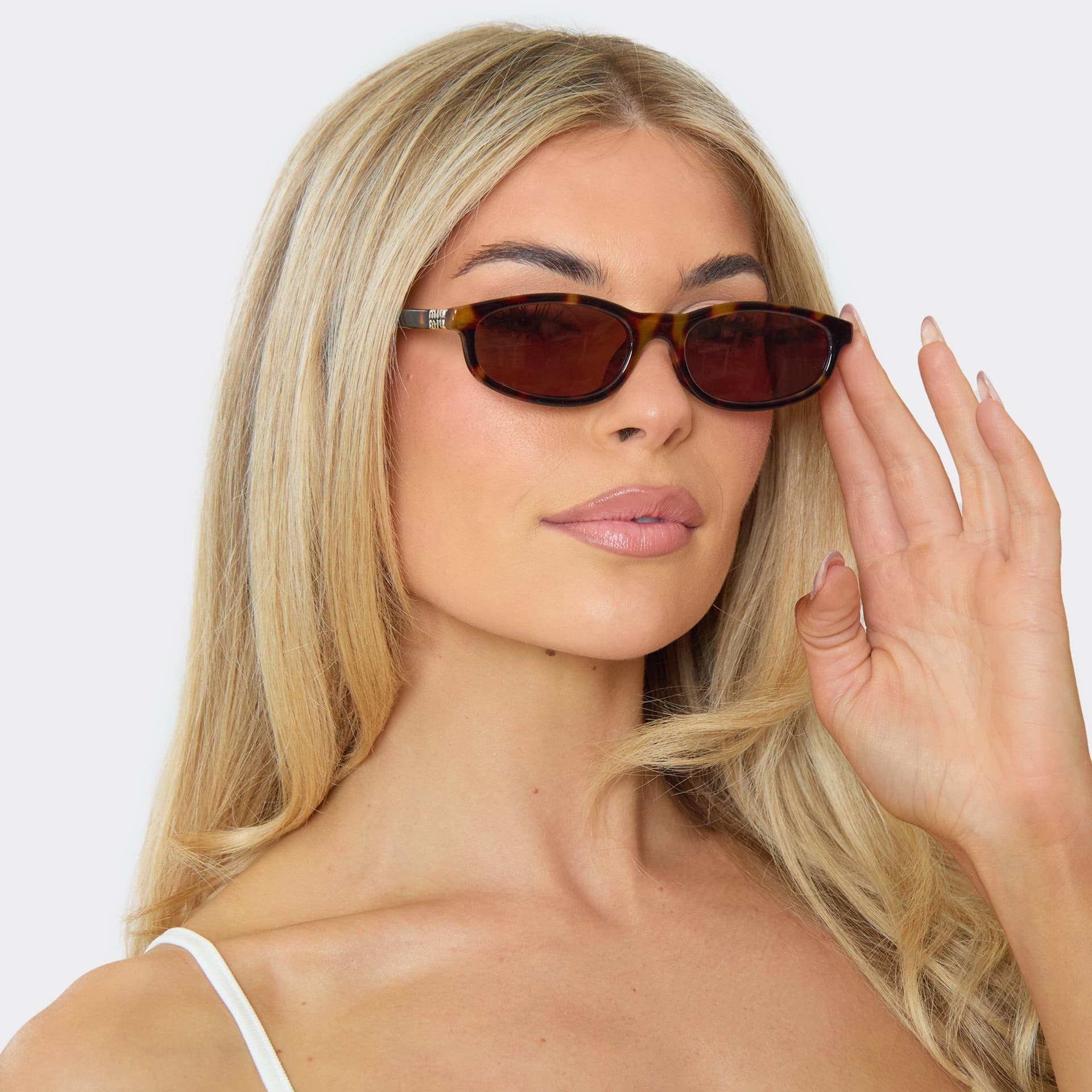 EGO Side Logo Detail Thin Framed Oval Shaped Sunglasses In Leopard Print, Women's Size UK 0