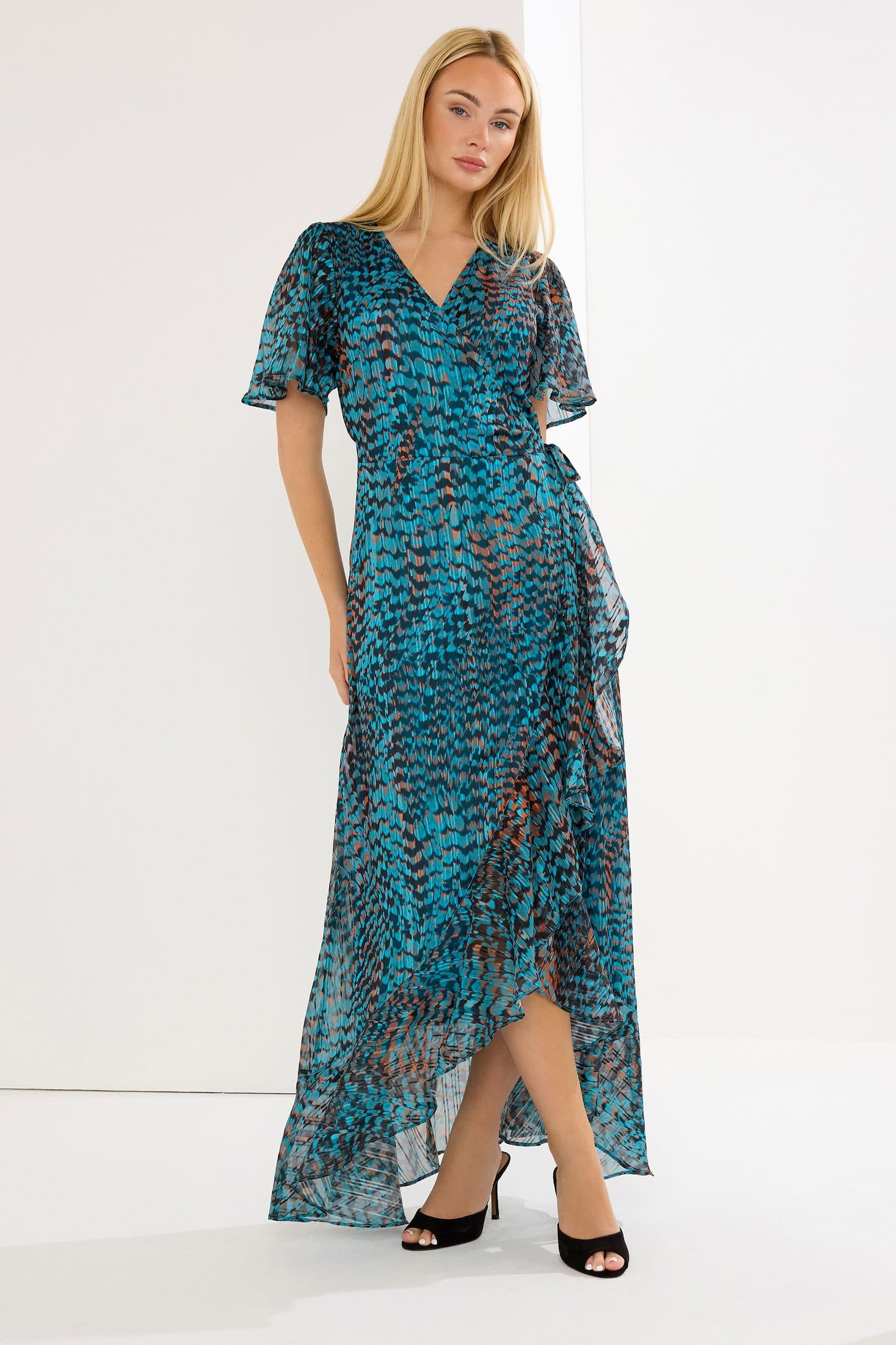 Star By Julien Macdonald Star by Julien Macdonald Women's Printed Maxi Wrap Dress in Turquoise