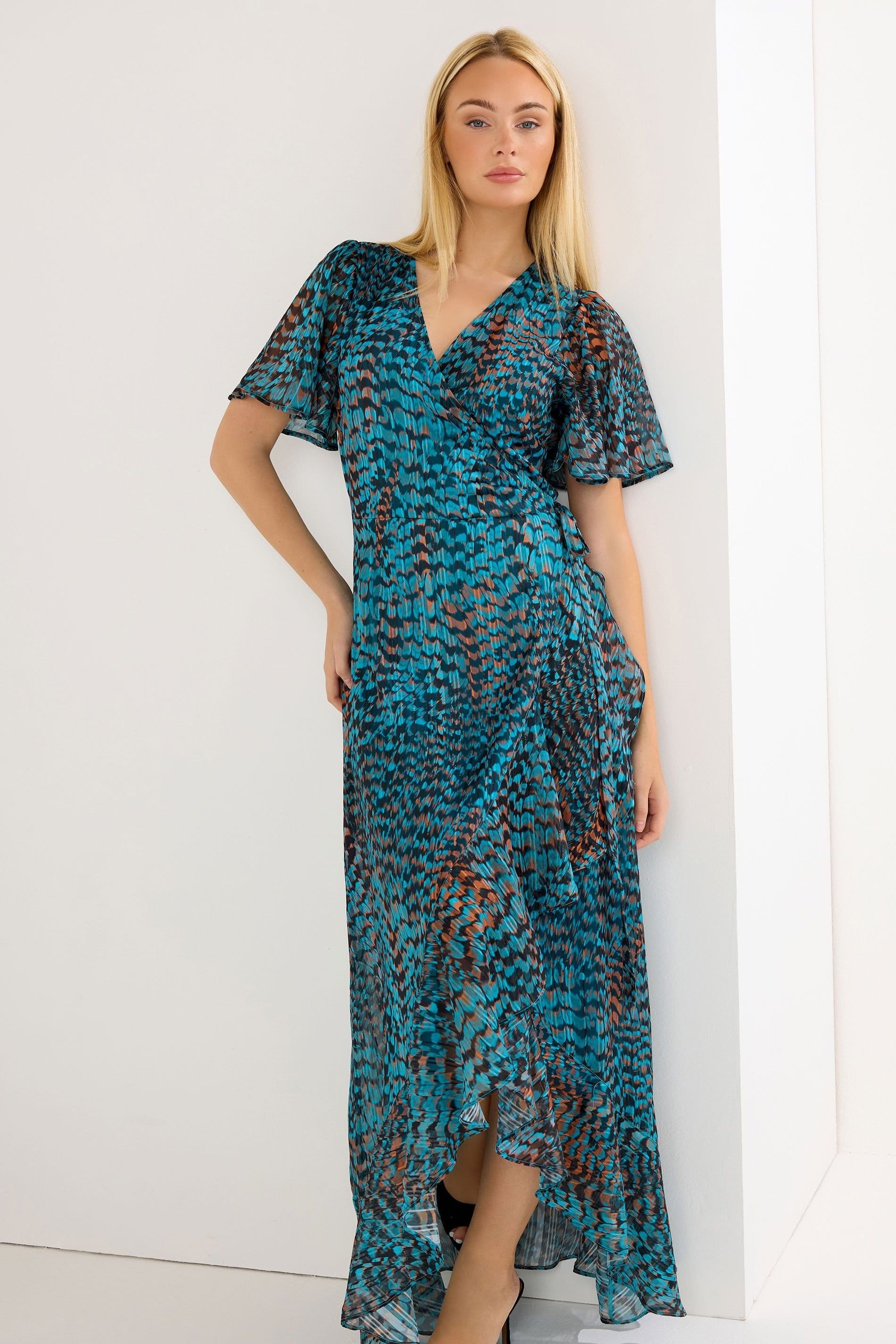 Star By Julien Macdonald Star by Julien Macdonald Women's Printed Maxi Wrap Dress in Turquoise - 4