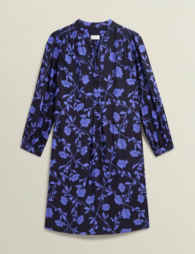 Hobbs London Hobbs London Women's Valeria Long Sleeve V-Neck Mini Dress in Dark Navy - 2