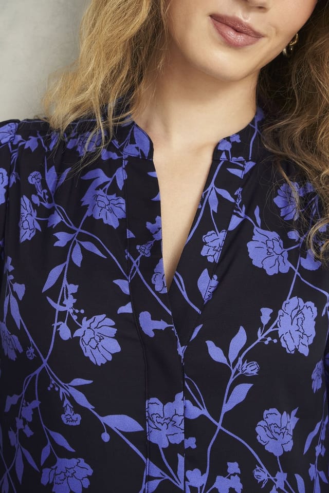 Hobbs London Hobbs London Women's Valeria Long Sleeve V-Neck Mini Dress in Dark Navy - 3