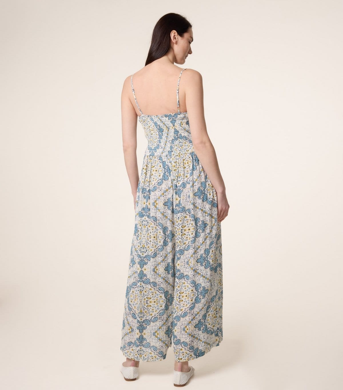 Blue Vanilla Women's Bright Blue Paisley Drawstring Jumpsuit Blue Vanilla New Look - 4