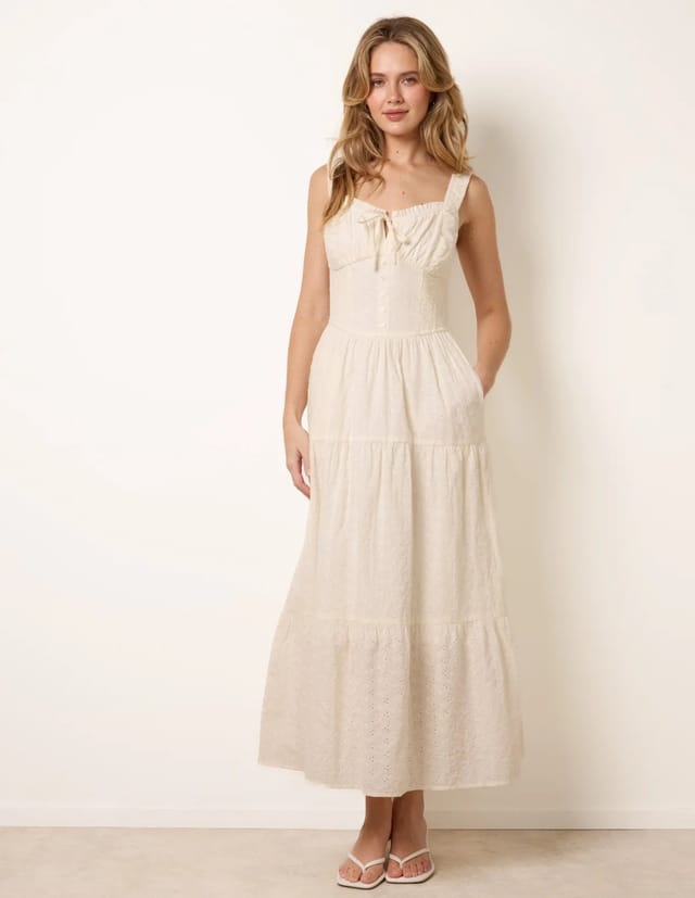 Blue Vanilla Broderie Button Down Maxi Dress - 3