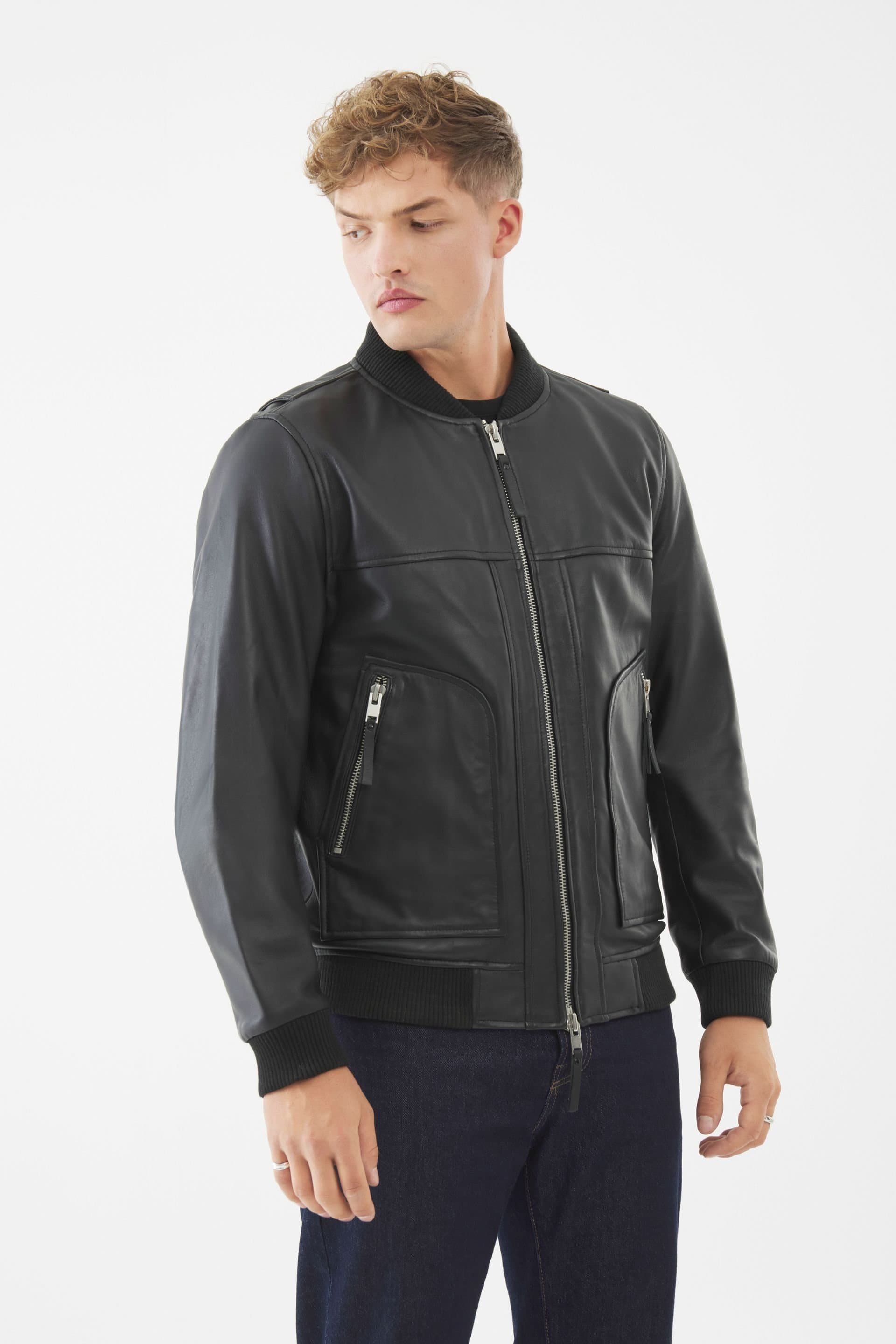 Bolongaro Trevor Bolongaro Trevor Men's Real Leather Hackney Bomber Jacket in Black