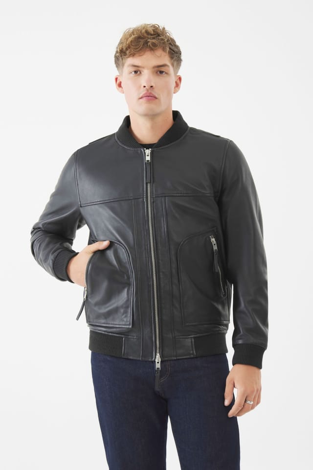 Bolongaro Trevor Bolongaro Trevor Men's Real Leather Hackney Bomber Jacket in Black - 3