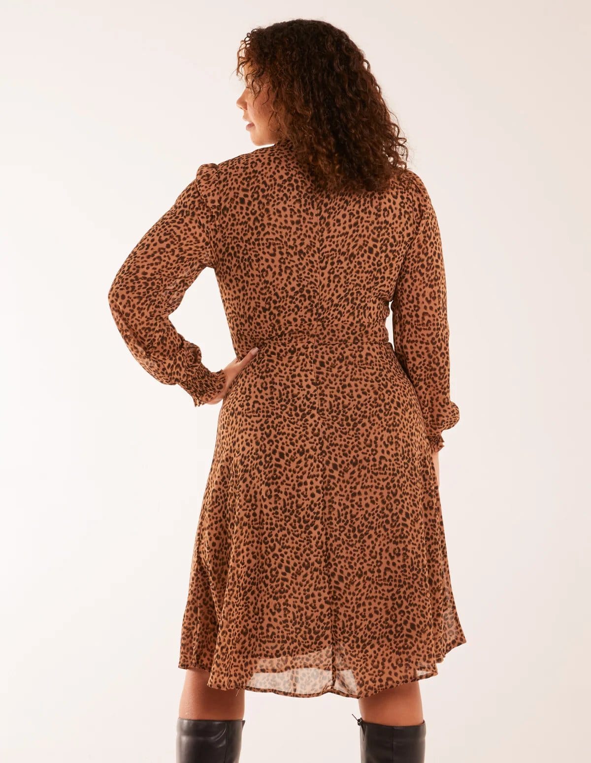 Blue Vanilla Long Sleeve Shirring Cuff Swing Dress - 4