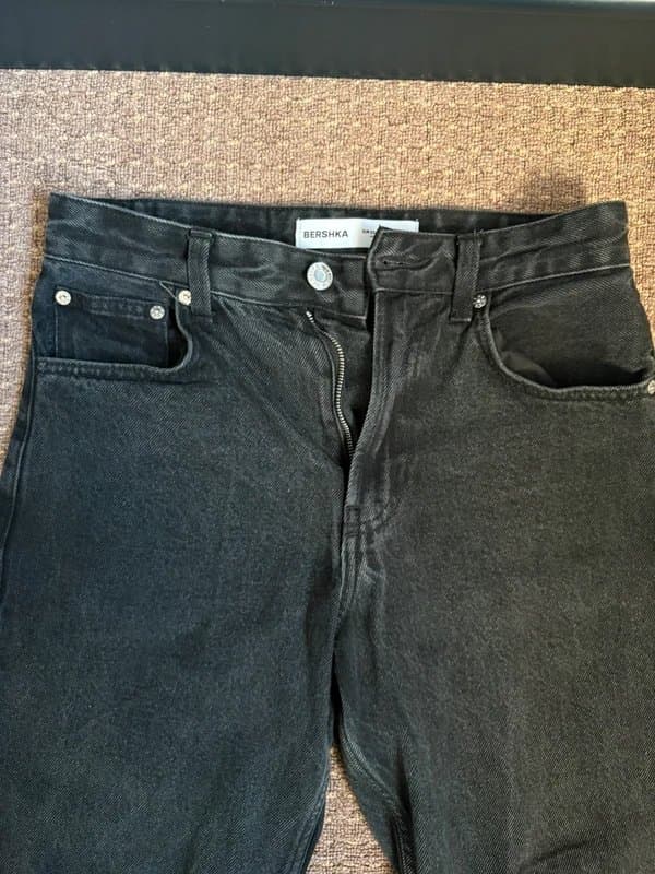 Bershka Bershka Black Straight Fit Jeans - Size 32W, Excellent Condition