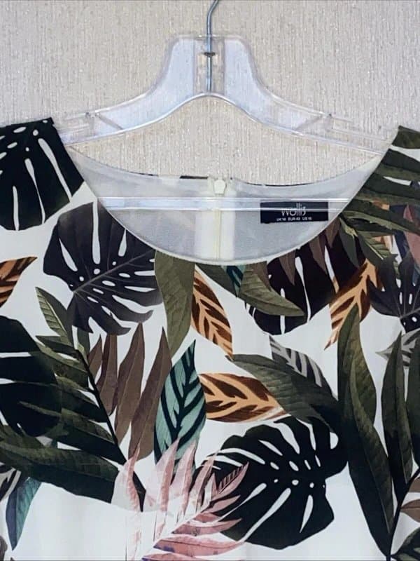 Wallis Wallis White Multi Floral Shift Dress Sz 14 Sleeveless Wedding Party Guest