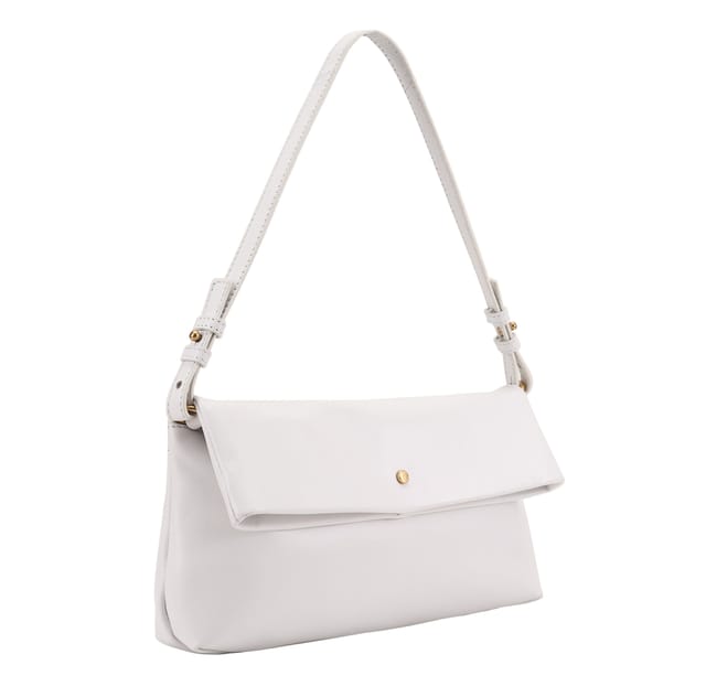 Paul Costelloe Paul Costelloe Women's Theodora Leather Shoulder Bag in Off-White - 3