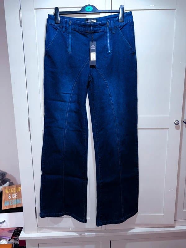 Fashion Nova Fashion nova double zip waist dark wash denim baggy jeans