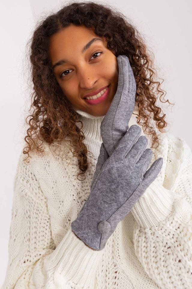Love Lace Love Lace Women's Insulated Geometric Pattern Touchscreen Gloves with Button Cuffs in Grey - 2