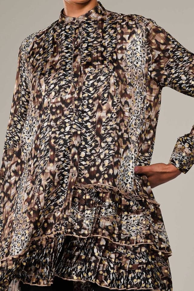 Jolie Moi Jolie Moi Women's Dipped Hem Shirt Midi Dress in Brown - 3