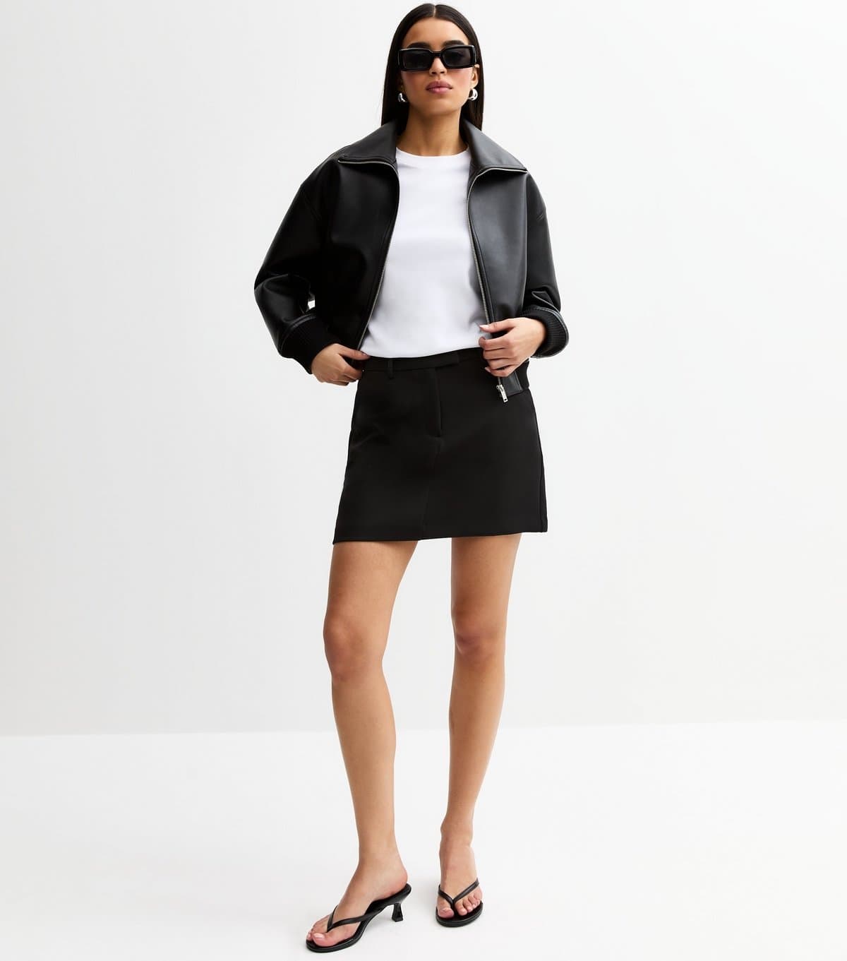 New Look New Look Black Woven High Waisted A-Line Mini Skirt