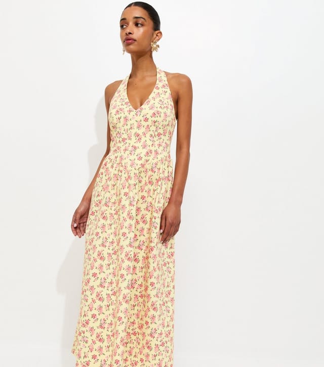New Look Women's Yellow Floral Print Halter Neck Midi Dress New Look - 3