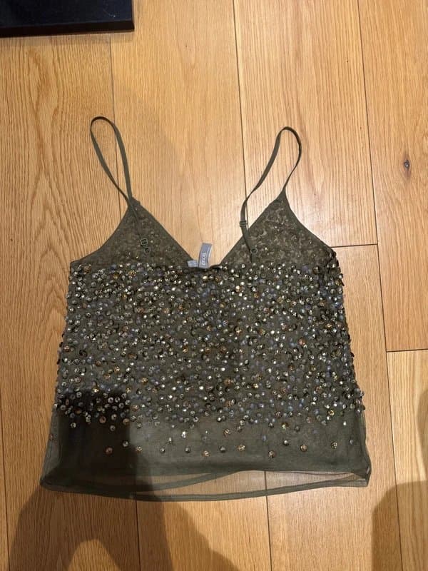 ASOS ASOS Embellished Khaki Sequin Cami Size 8