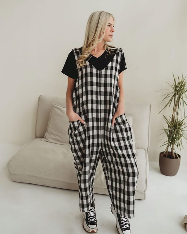 Turtledove London Turtledove London Women's Grace Multicolour Check Print Reversible Wide Leg Jumpsuit - 2
