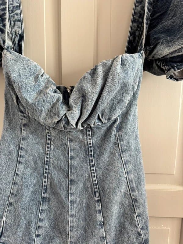 ASOS ASOS luxe off shoulder acid washed denim dress size 8