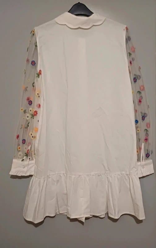 Never Fully Dressed Never Fully Dressed Embroidered Floral Print Shirt Dress - size 14