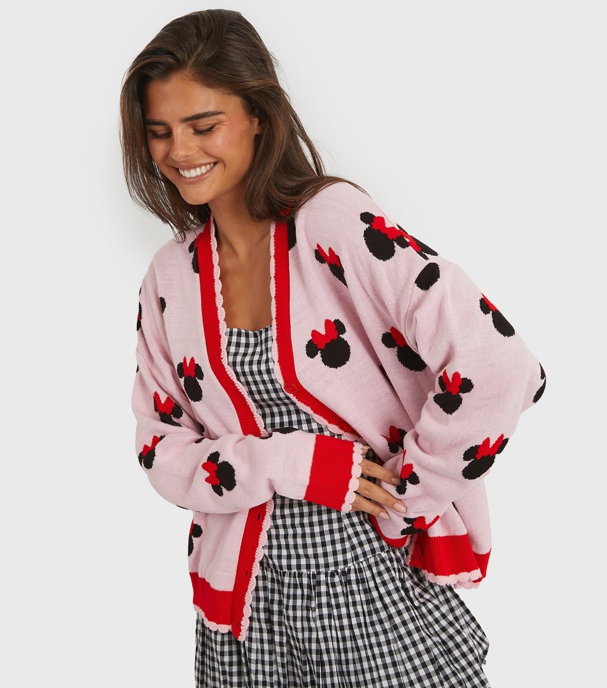 Skinnydip Women's Pink Minnie Mouse Patterned Cardigan Skinnydip New Look