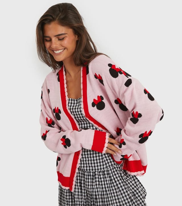 Skinnydip Women's Pink Minnie Mouse Patterned Cardigan Skinnydip New Look - 2