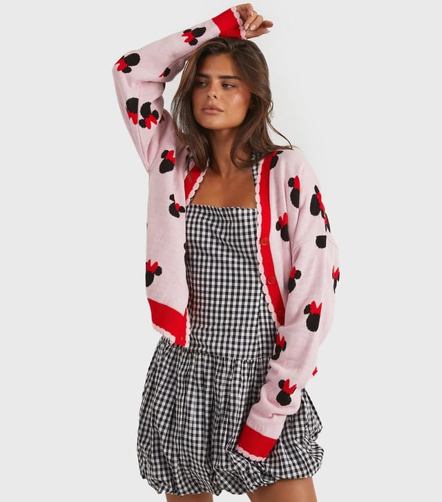 Skinnydip Women's Pink Minnie Mouse Patterned Cardigan Skinnydip New Look - 3