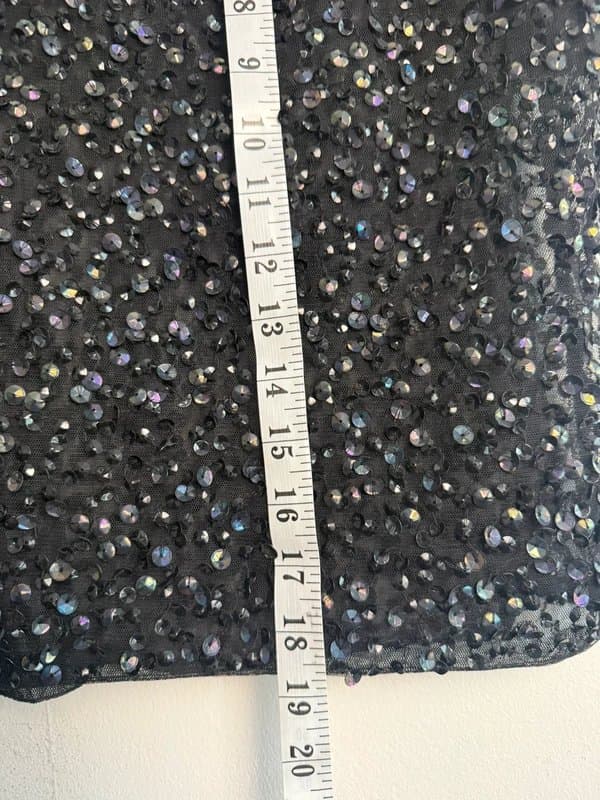 ASOS ASOS Black Iridescent Sequin Embellished Sheer Mesh Top Party Night Out Glam UK 8 EU 36 US 4