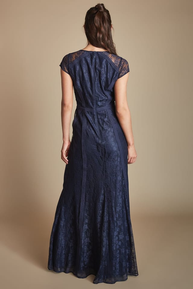 Coast Coast Women's Lightweight Corded Lace Panelled Bridesmaid Dress in Navy - 3