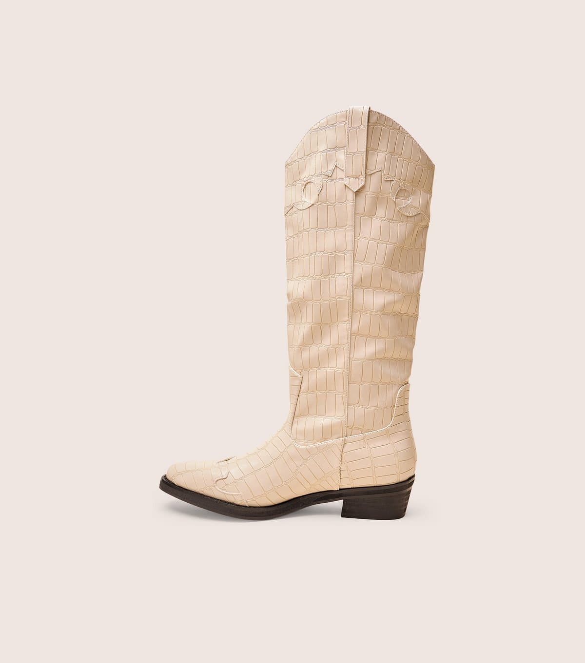 Public Desire Public Desire Off White Faux Leather Western Boots