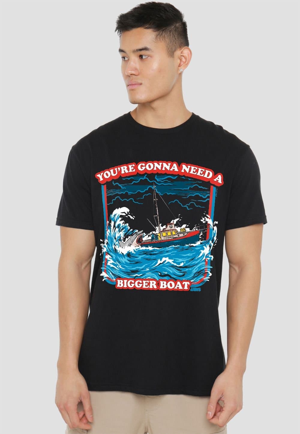 Universal Universal Men's Jaws Bigger Boat Retro T-Shirt, Black