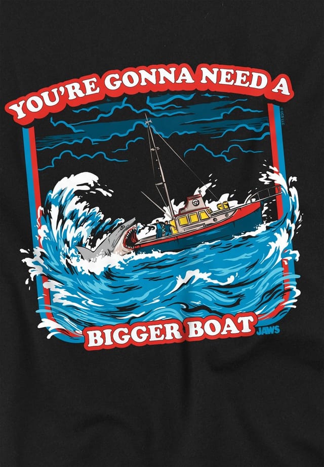 Universal Universal Men's Jaws Bigger Boat Retro T-Shirt, Black - 3