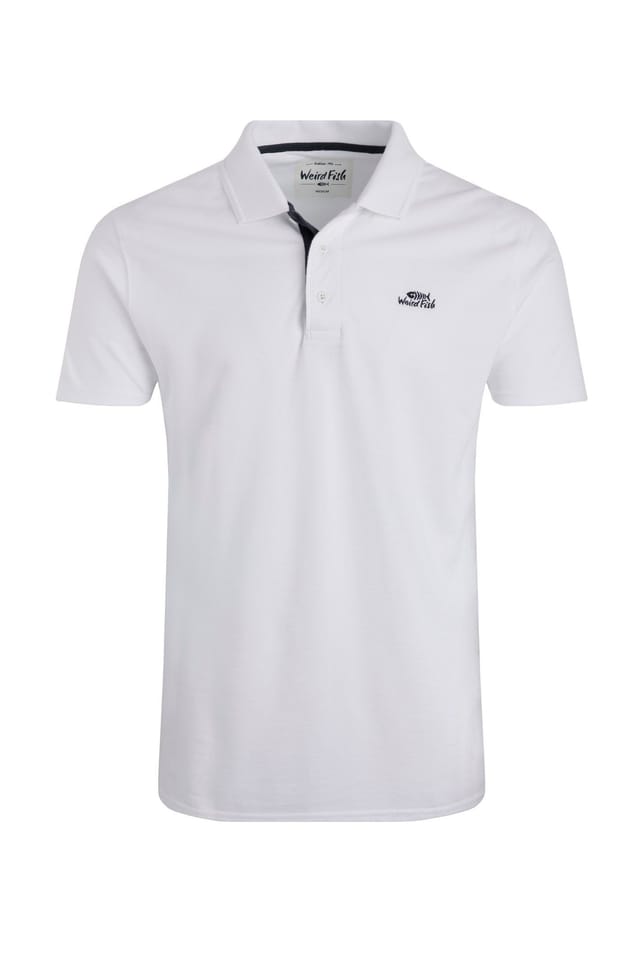 Weird Fish Weird Fish Men's Miles Pique Polo Shirt in White - 2