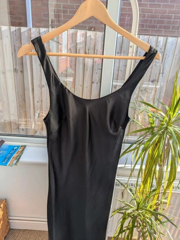 ASOS Design Asos design black silk maxi scoop neck dress 4 6