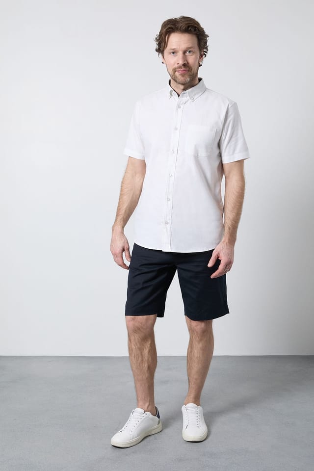 Maine Maine Men's White Short Sleeve Linen Blend Shirt - 2
