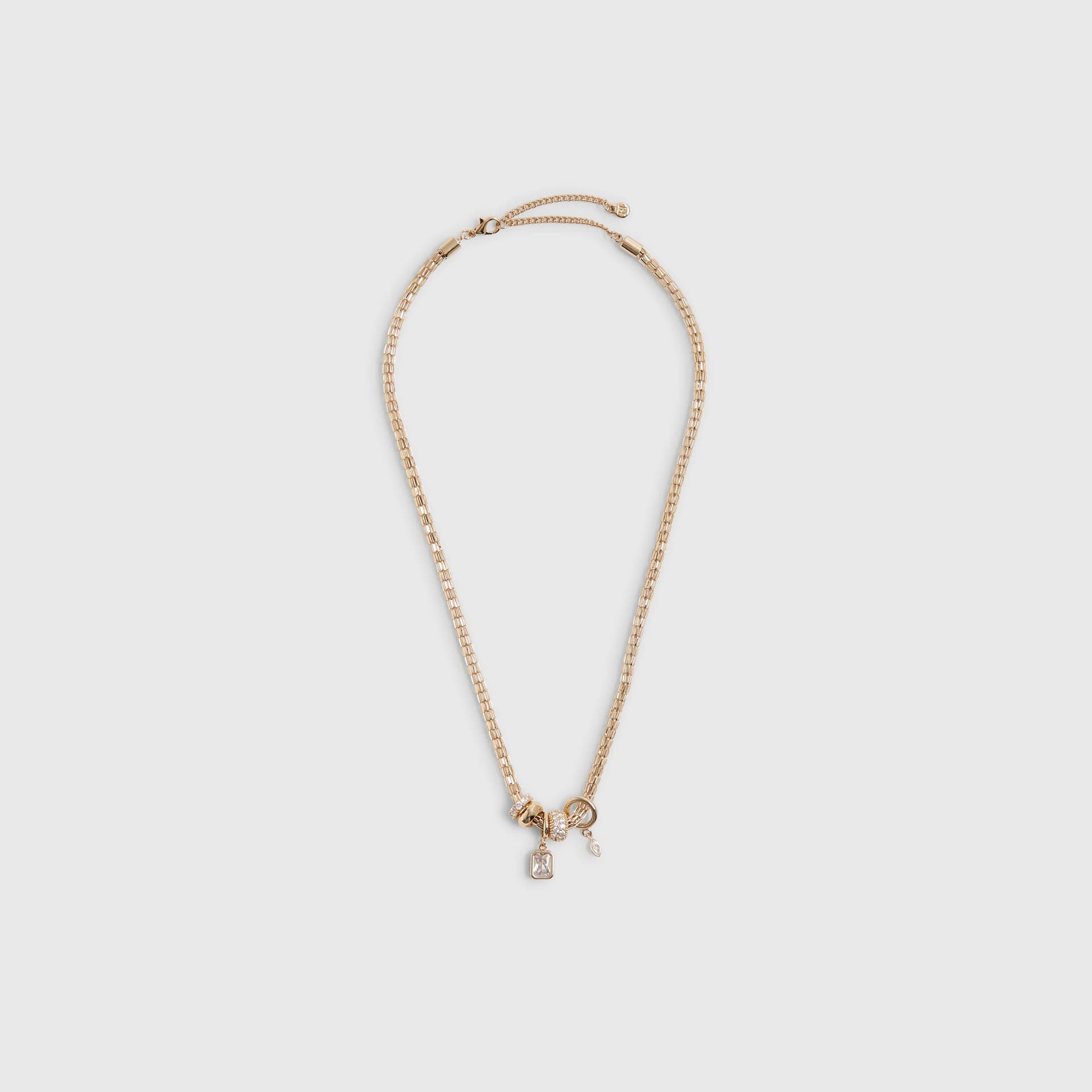 River Island River Island Womens Gold Diamond Simulant Beaded Charm Necklace