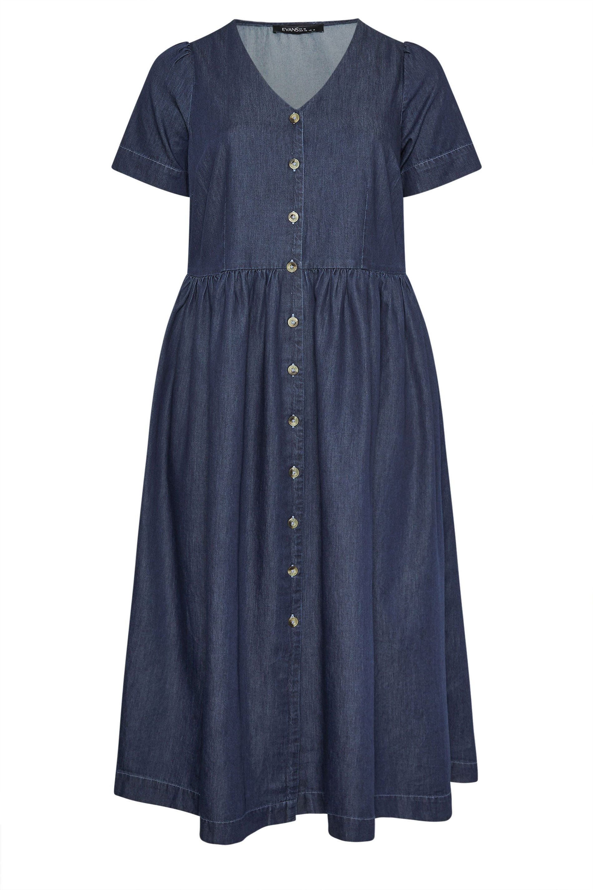 Evans Evans Women's Cotton Denim Dress in Dark Indigo - 2