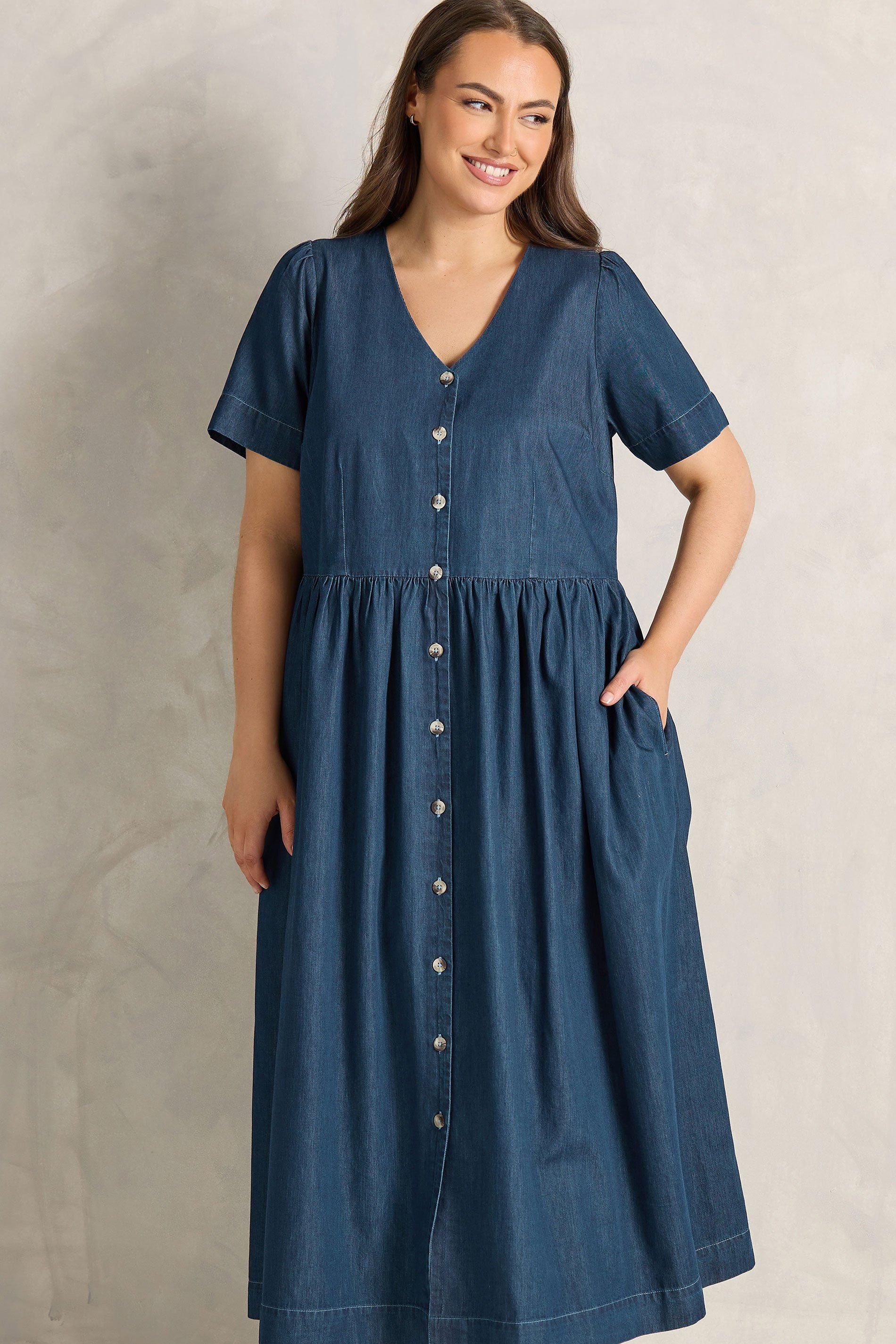 Evans Evans Women's Cotton Denim Dress in Dark Indigo - 4