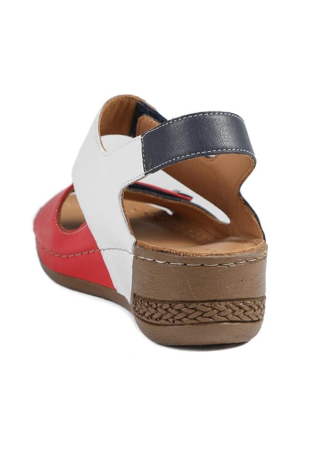 Pavers Pavers Women's Leather Touch Fasten Wedge Sandals - 3