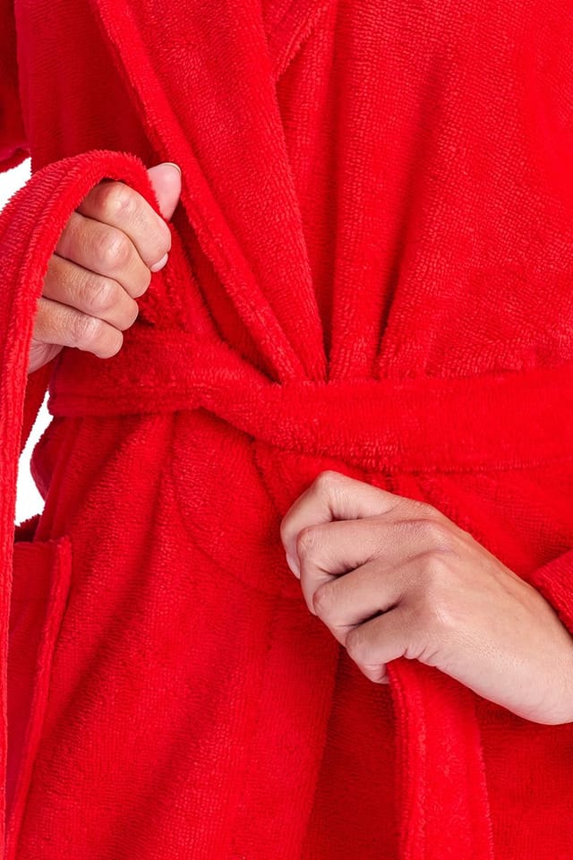 Christy CHRISTY Women's 'Supersoft Cosy' Microvelour Bath Robe in Red - 3