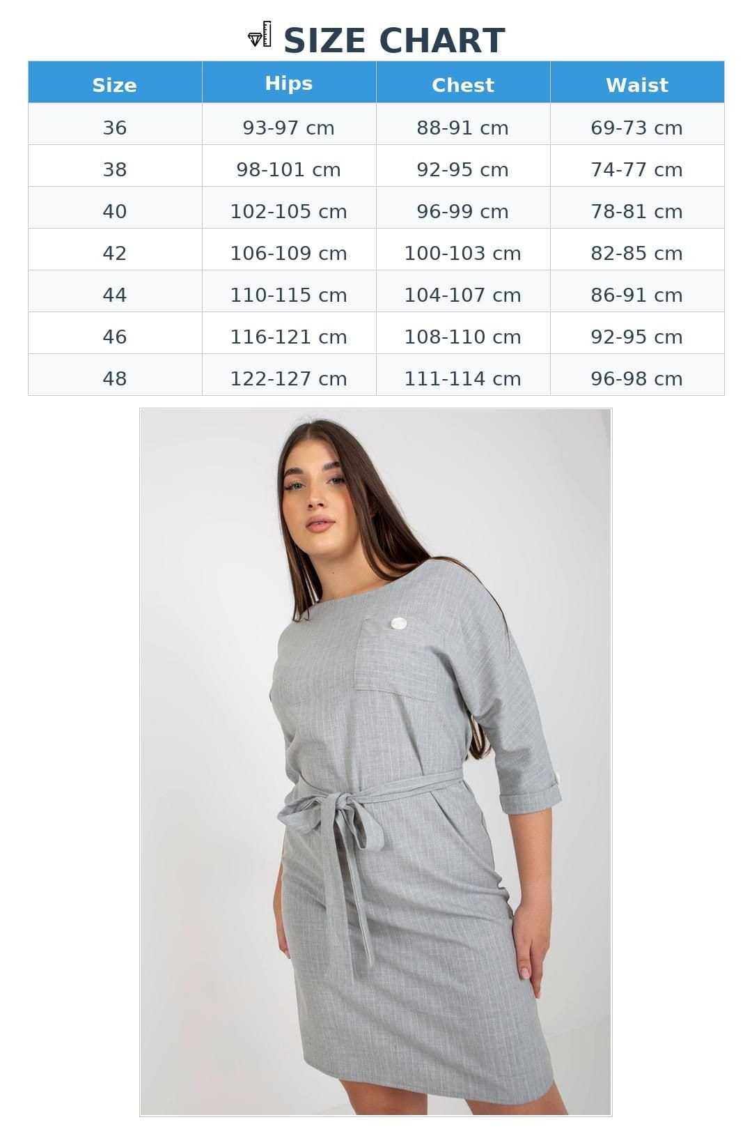 Love Lace Love Lace Women's Plus Size Striped Pencil Dress with Tie Belt in Grey - 4