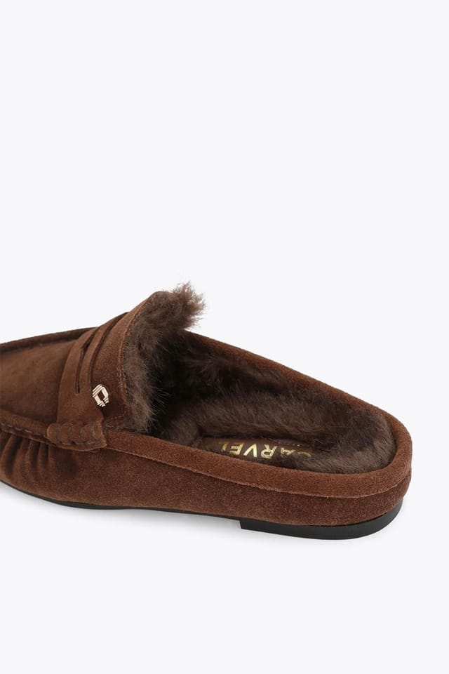 Carvela Carvela Women's 'Marigold Fur Mule' Suede Flats in Brown - 3