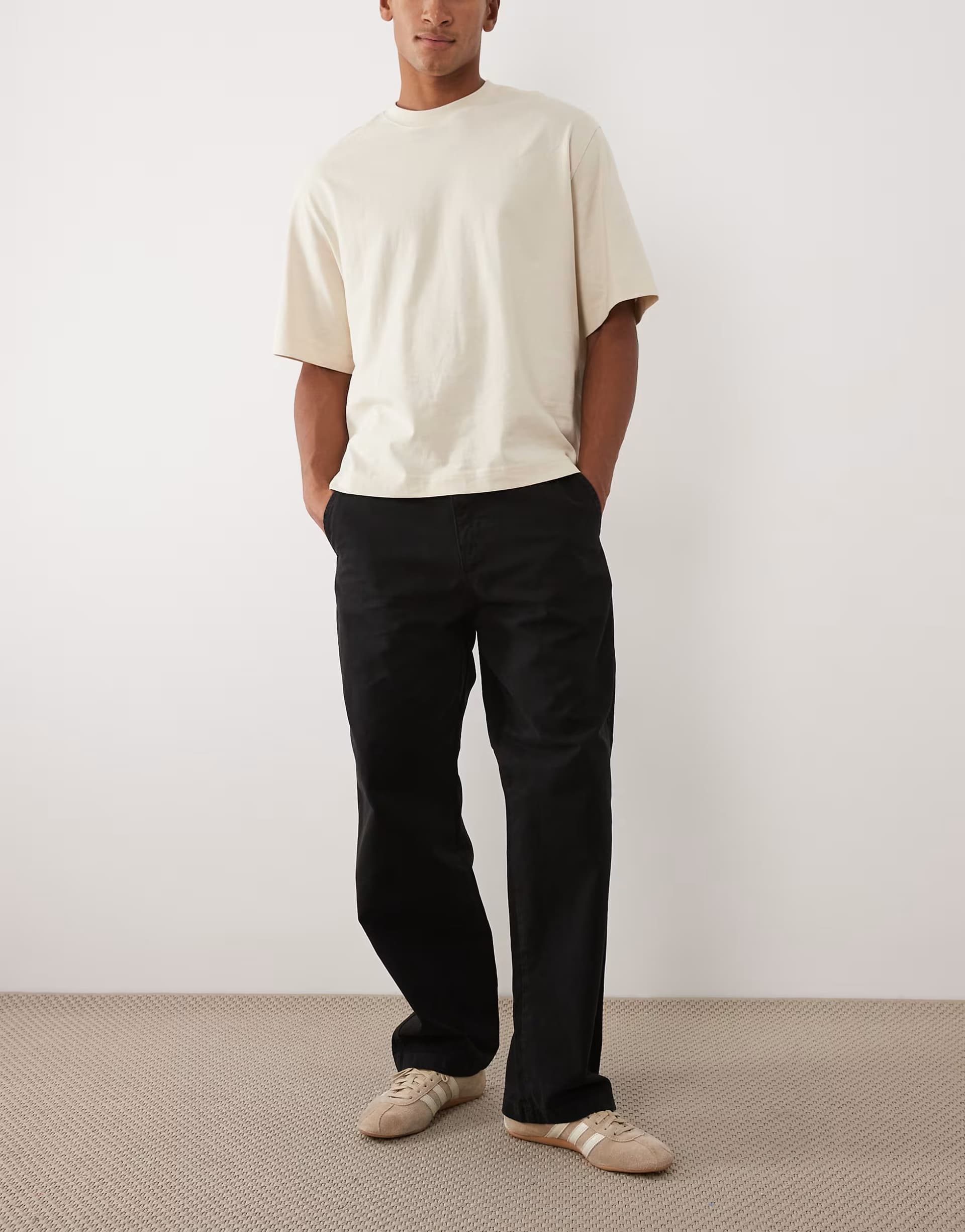 ASOS Jack & Jones Alex baggy workwear pants with logo patch in black