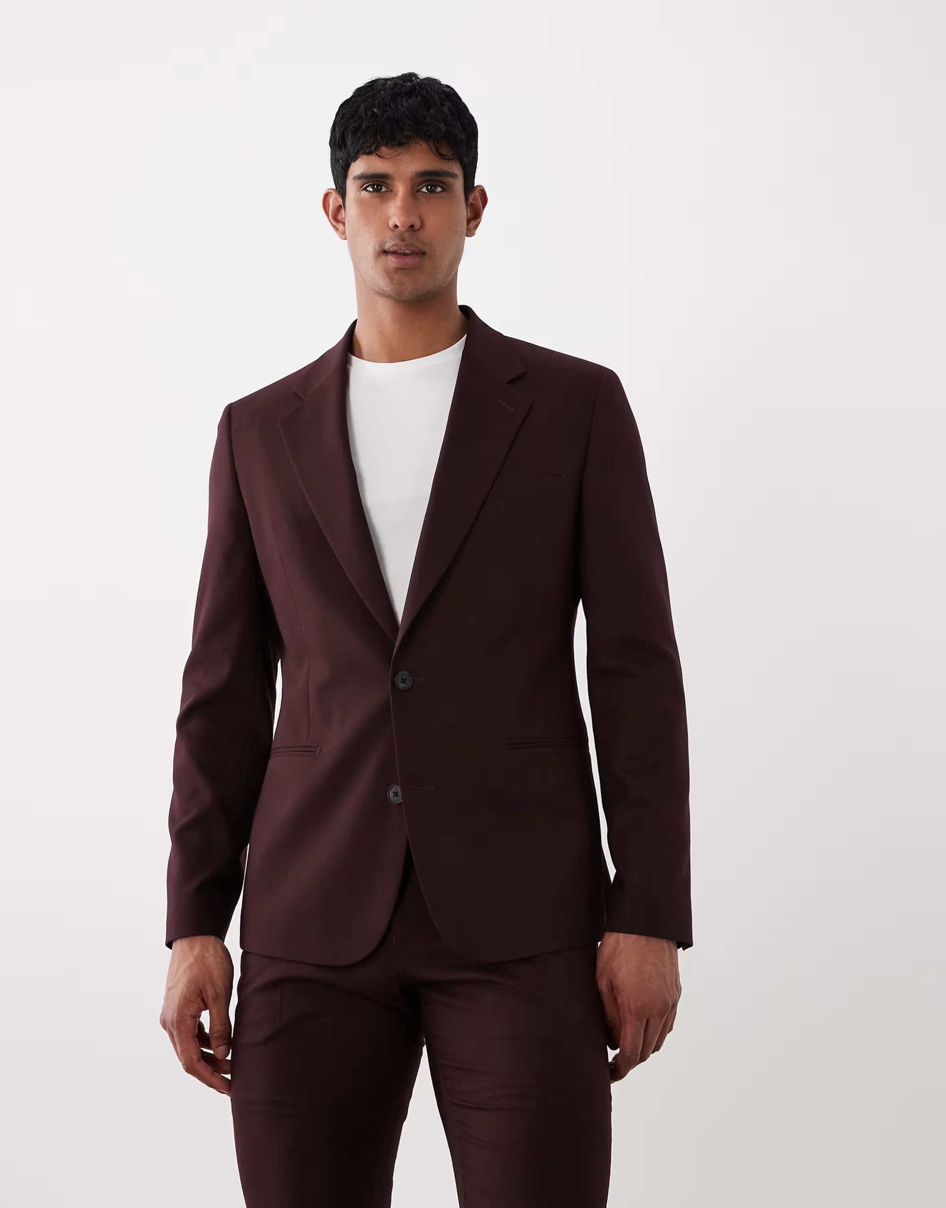 ASOS ASOS DESIGN skinny suit blazer in burgundy