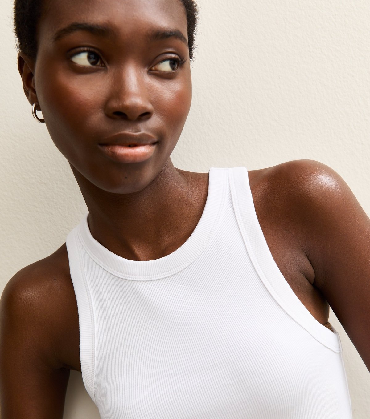 New Look Women's Tall White Ribbed Racerback Vest New Look - 1