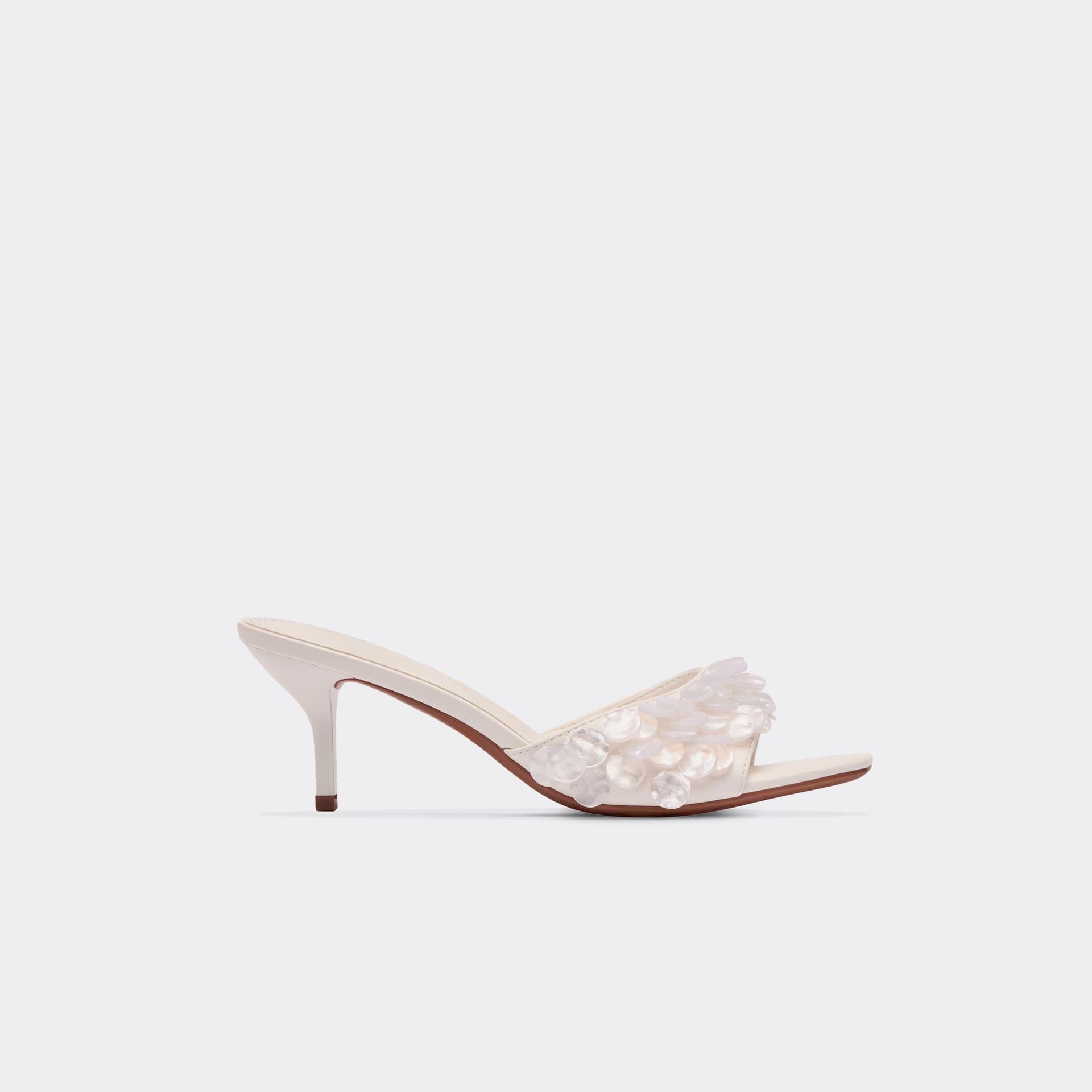 EGO EGO White Faux Leather Square Peep Toe Heeled Mule