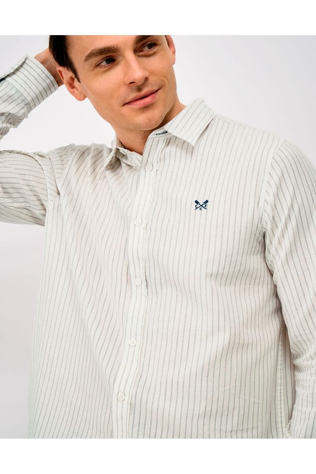 Crew Clothing Crew Clothing Men's Newport Stripe Shirt Broadcloth Ecru - 3