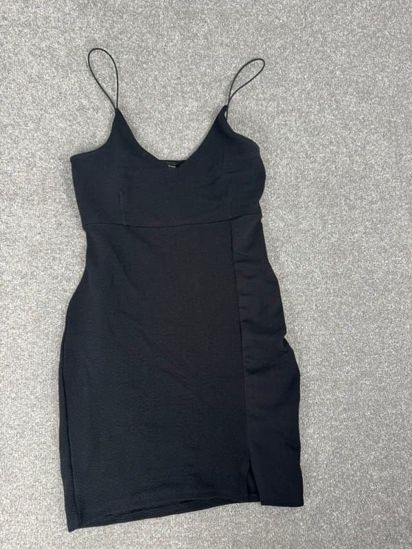 PLT PrettyLittleThing PLT Little Black Bodycon Mini Dress with Side Slit Size 8