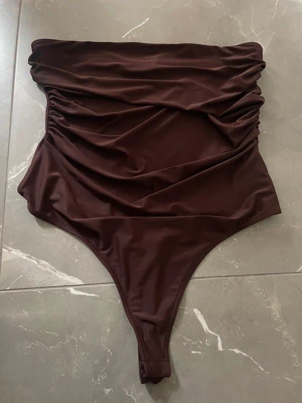 ASOS Brown ruched asos bodysuit